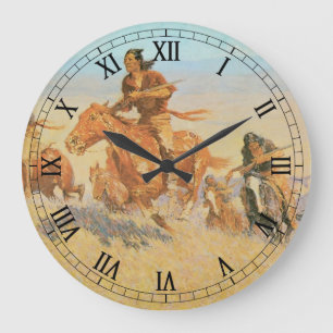 Die Buffalo Runners, Big Horn Basin von Remington Große Wanduhr