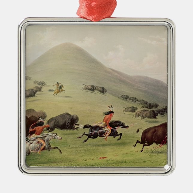 Die Büffel-Jagd, c.1832 Silbernes Ornament (Vorne)