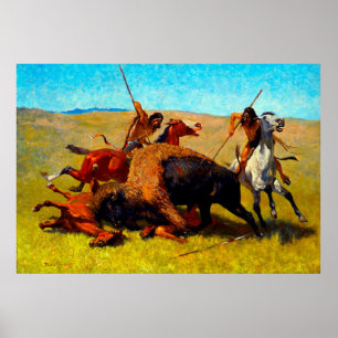 Die Büffeljagd Frederic Remington 1890 Poster