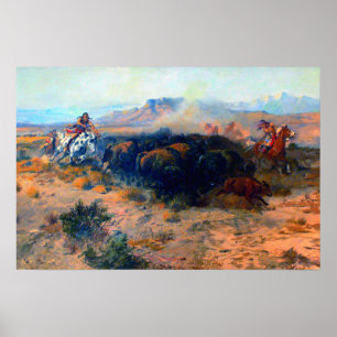 Die Büffeljagd Native American Hunt Poster