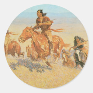 Die Büffeljäger, Big Horn Basin von Remington Runder Aufkleber