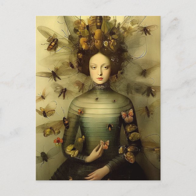 Die Bug Lady Creepy Vintag Postkarte (Vorderseite)