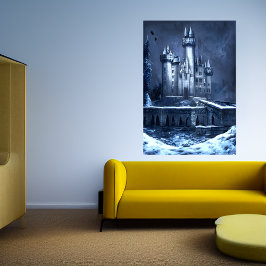 Die Burg im Winterschnee | AI Art Poster