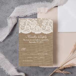 Die Burlap & Lace Hochzeitskollektion RSVP Karte