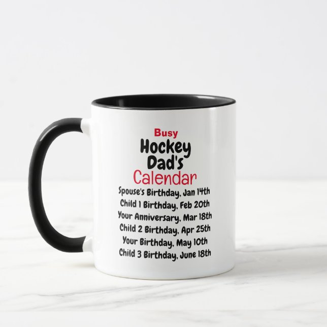 Die Calendar-Tasse des Vaters beschäftigt Tasse (Links)