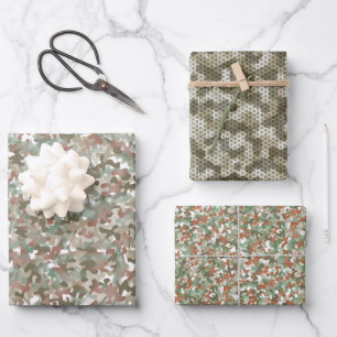Die Camouflage ist grün und braun in Erdtönen Geschenkpapier Set