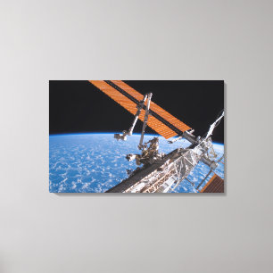 Die Canadarm2 und Solarstromanlageplattenflügel Leinwanddruck