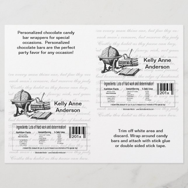 Die Candybar-Wrappers (mit ernährungsphysiologisch Flyer (Vorne)