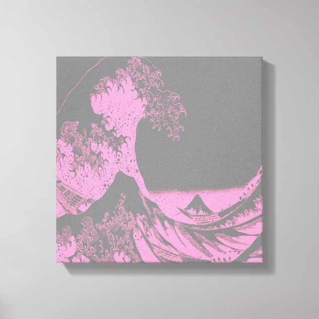 Die Canvas mit der großen Welle drucken rosa und g Leinwanddruck (Vorderseite)