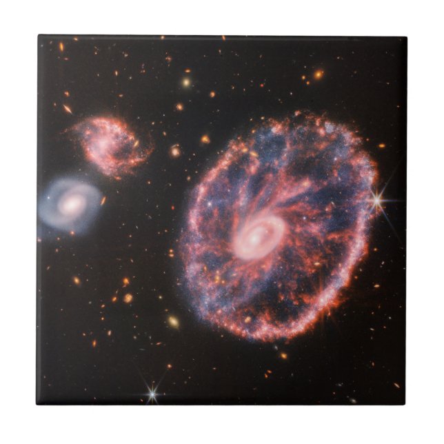 Die Cartwheel Galaxie und ihre Begleitgalaxien. Fliese (Vorderseite)