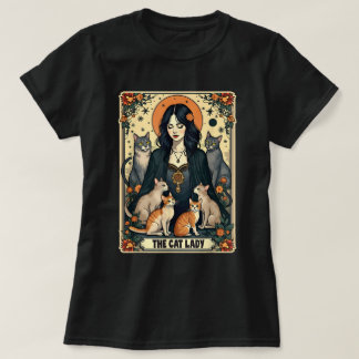 Die Cat Lady Tarot Card Hexe Gothic Cat Mama T-Shirt