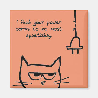 Die Cat Lieben Power Cords - Funny Cat Magnet