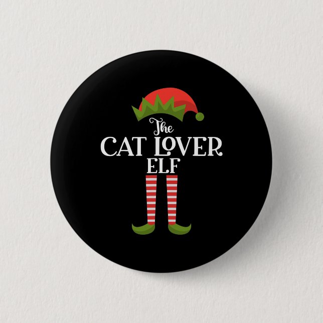 Die Cat Lover Elf Xmas Funny Family Matching Group Button (Vorderseite)