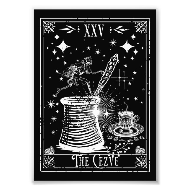 Die Cezve Türkische Kaffee-Tarot-Karte Fotodruck (Vorne)