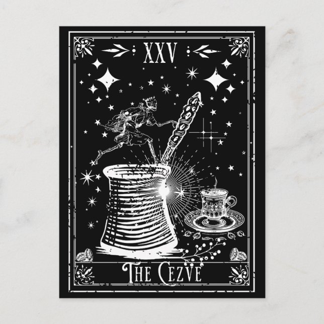 Die Cezve Türkische Kaffee-Tarot-Karte Postkarte (Vorderseite)