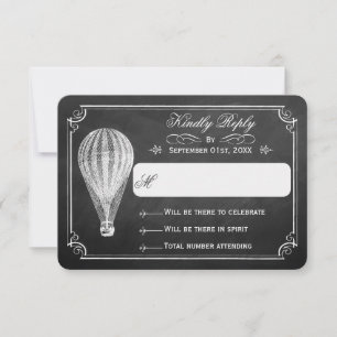 Die Chalkboard-Heißluftballon-Hochzeitskollektion RSVP Karte