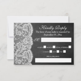 Die Chalkboard & Lace Wedding Collection RSVP Karte