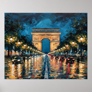 Die Champs-Élysées Paris Frankreich bei Nacht Poster
