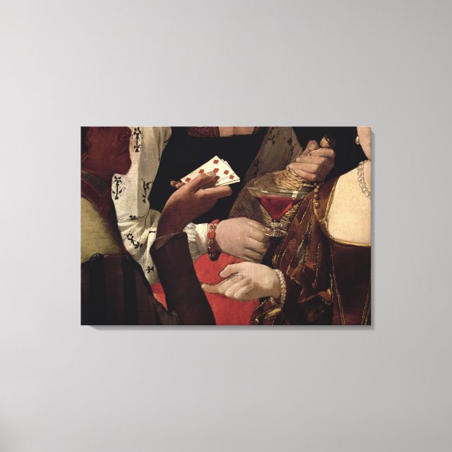 Die Cheat mit dem As der Diamanten, Details der Leinwanddruck (Vorderseite)