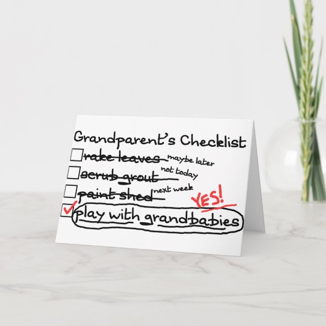 Die Checkliste der Großeltern Karte (Vorderseite)