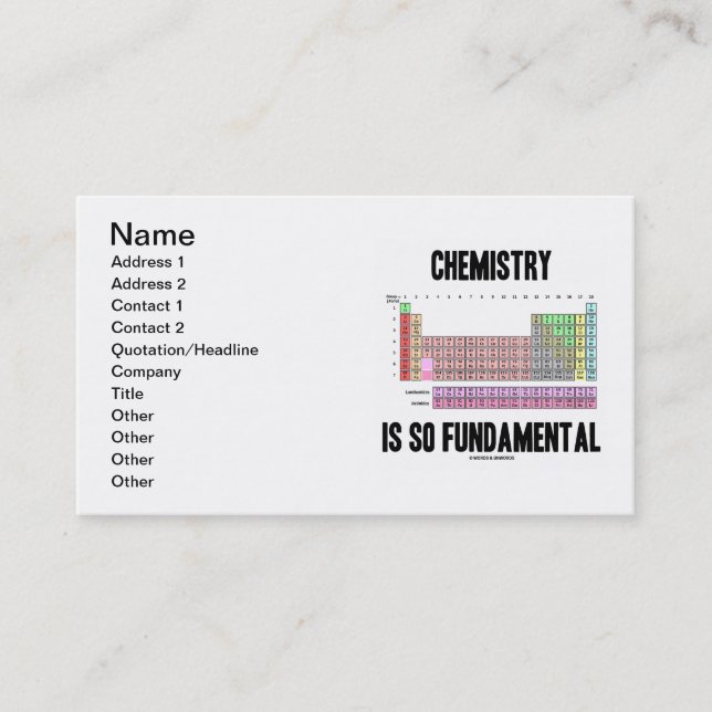 Die Chemie ist so grundlegend (Periodische Tabelle Visitenkarte (Vorderseite)