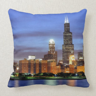 Die Chicago-Skyline vom Adler Planetarium Kissen