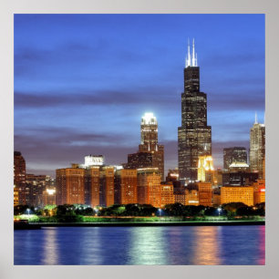 Die Chicago-Skyline vom Adler Planetarium Poster