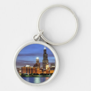 Die Chicago-Skyline vom Adler Planetarium Schlüsselanhänger