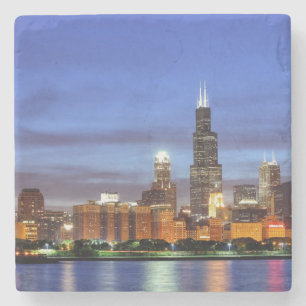 Die Chicago-Skyline vom Adler Planetarium Steinuntersetzer