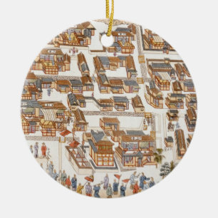 Die chinesische Fabrik in der Straße von Teng-Cha Keramikornament