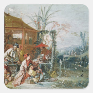 Die chinesische Jagd, c.1742 Quadratischer Aufkleber