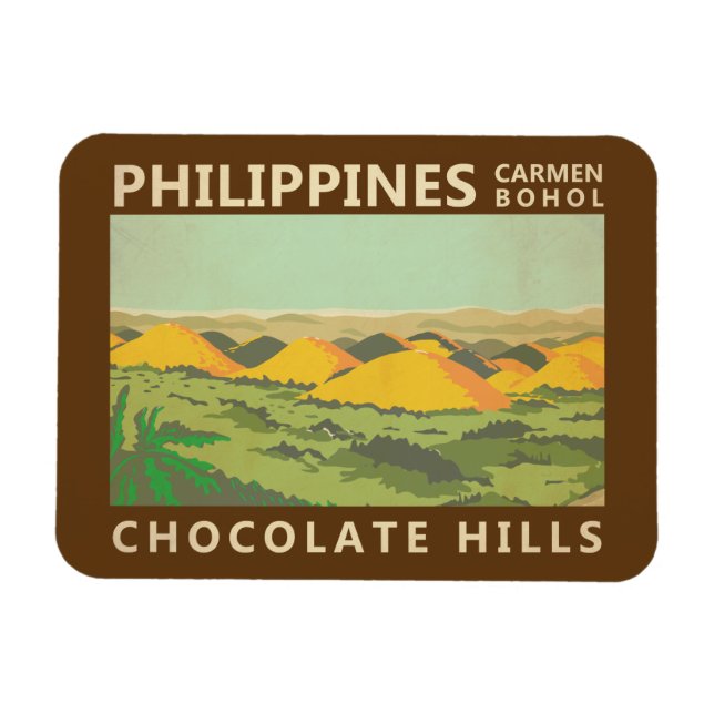 Die Chocolate Hills Philippinen Vintag Magnet (Horizontal)