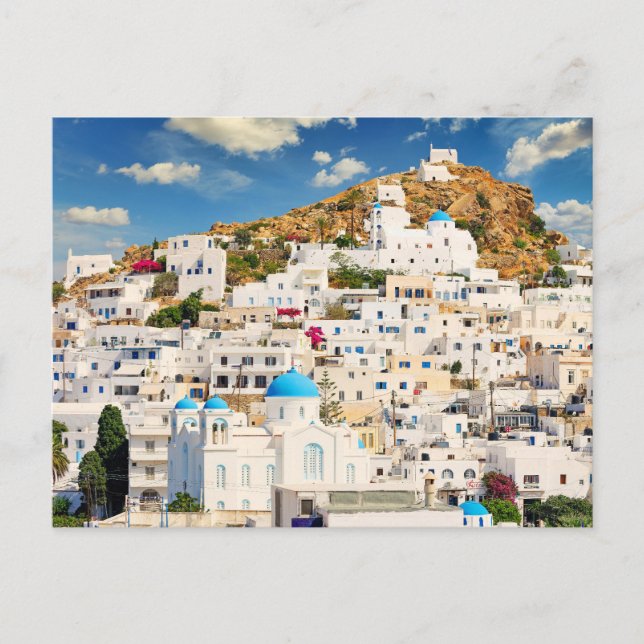 Die Chora der Insel Ios in Kykladen, Griechenland Postkarte (Vorderseite)