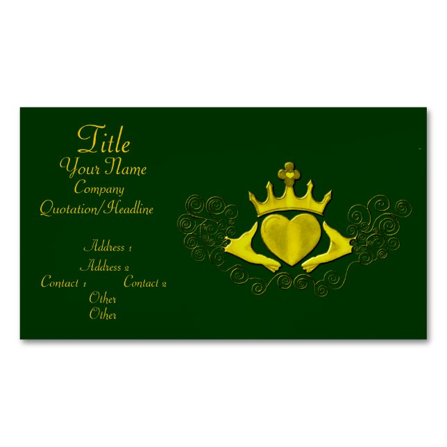 Die Claddagh (Gold) Magnetische Visitenkarte (Vorderseite)