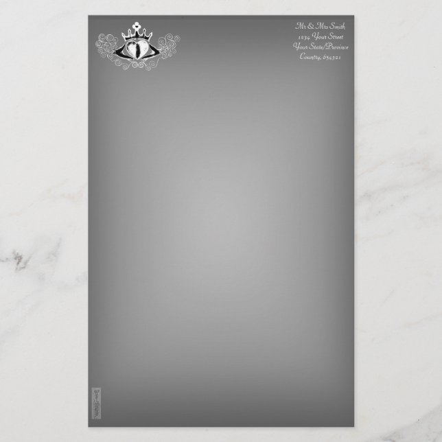 Die Claddagh (weiß) Briefpapier (Vorderseite)