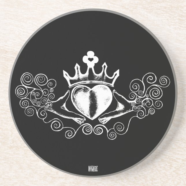 Die Claddagh (weiß) Getränkeuntersetzer (Vorne)