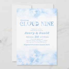 Die Cloud Nine Fluffy Cloud Baby Boy Showdusche Einladung
