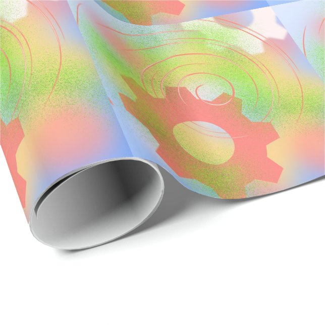 Die Cogs Abstrakt drehen Geschenkpapier (Rolleneckpunkt)