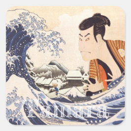 Die Collages der Great Wave Ukiyoe Quadratischer Aufkleber