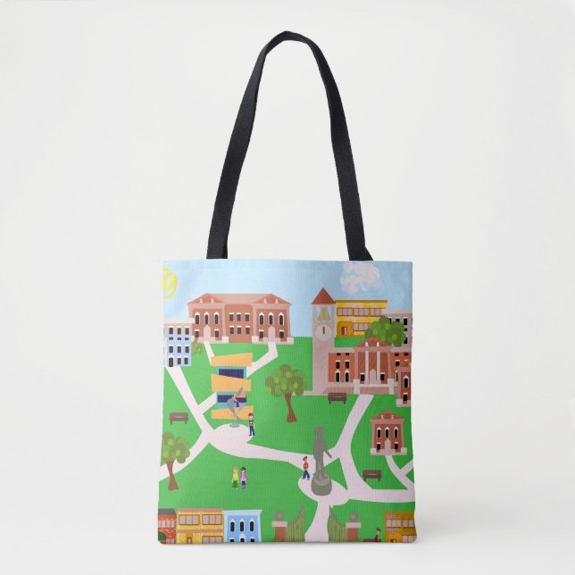 Die Coole Campus Uni Retro Illustration Tasche (Vorderseite)