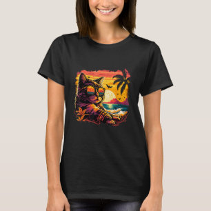 Die Coole Strandkatze in Sonnenbrille auf der Inse T-Shirt