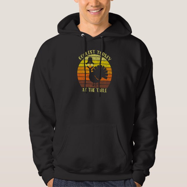 Die coole Türkei am Tisch Glückwunsch zum Erntedan Hoodie (Vorderseite)