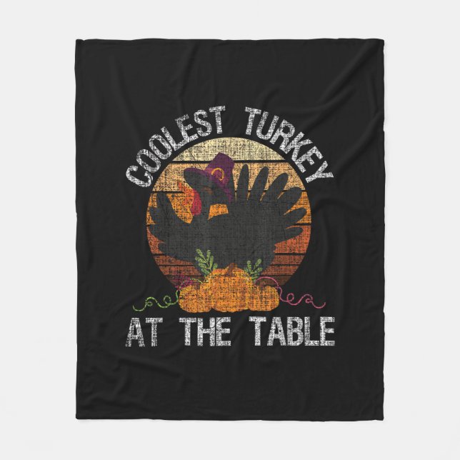 Die coole Türkei am Tisch Retro Erntedank Fal Fleecedecke (Vorderseite)