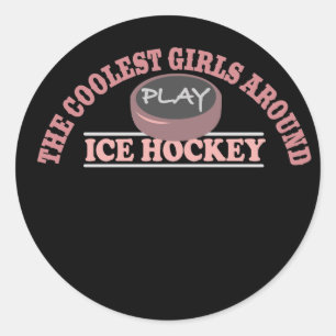 Die coolsten Mädchen um Spiel-Eis-Hockey Runder Aufkleber
