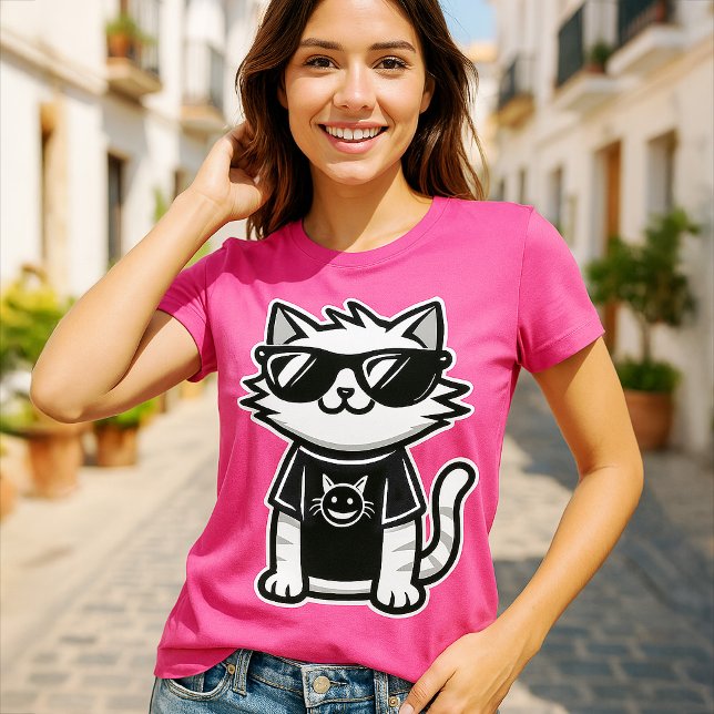 Die Coolstste Katze der Welt mit Sonnenbrille Pink T-Shirt (Von Creator hochgeladen)