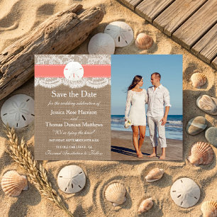 Die Coral Sand Dollar Beach-Hochzeitssammlung Save The Date