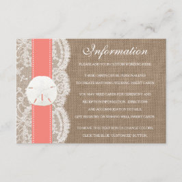 Die Coral Sand Dollar Beach Wedding Collection Begleitkarte