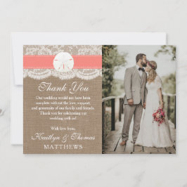 Die Coral Sand Dollar Beach Wedding Collection Dankeskarte