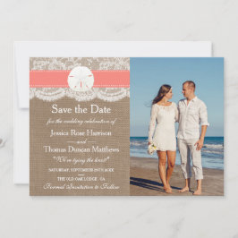 Die Coral Sand Dollar Beach Wedding Collection Save The Date