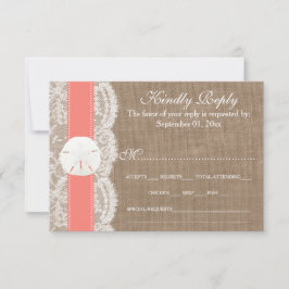 Die Coral Sand Dollar Wedding Collection UAWG RSVP Karte